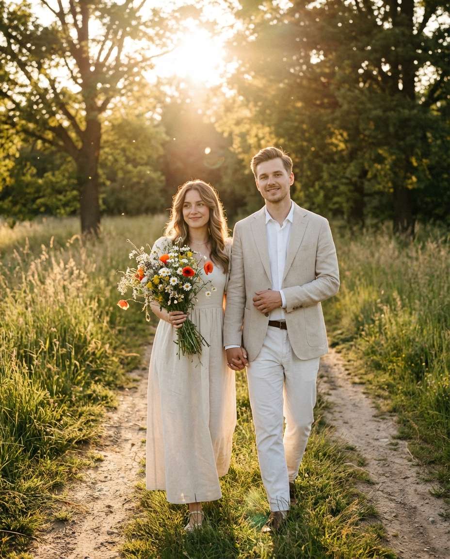 Golden Hour Bouquet Walk (before)